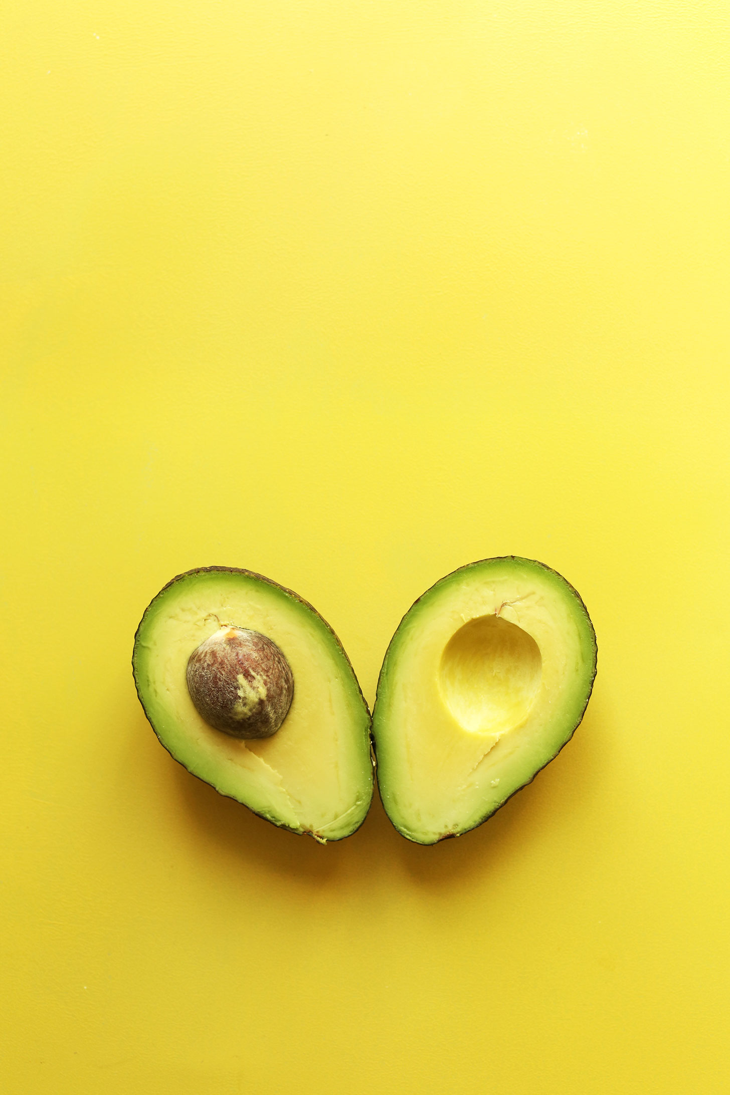A perfect halved avocado