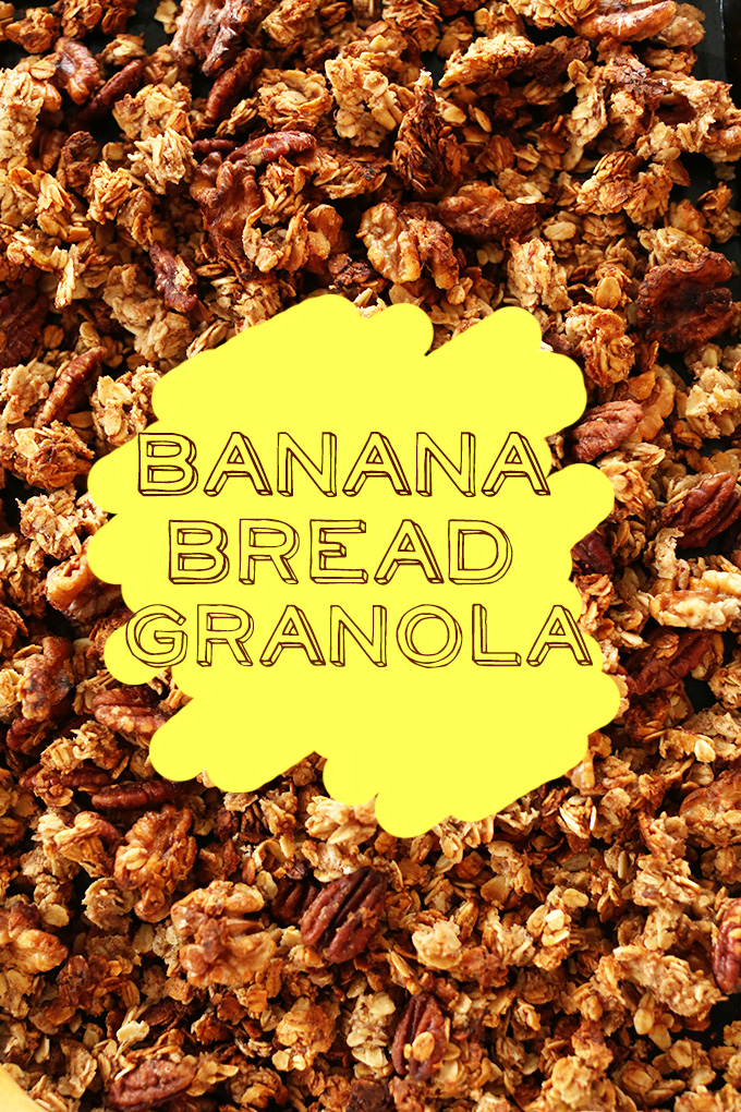 Baking sheet filled with gluten-free vegan Banana Bread Granola