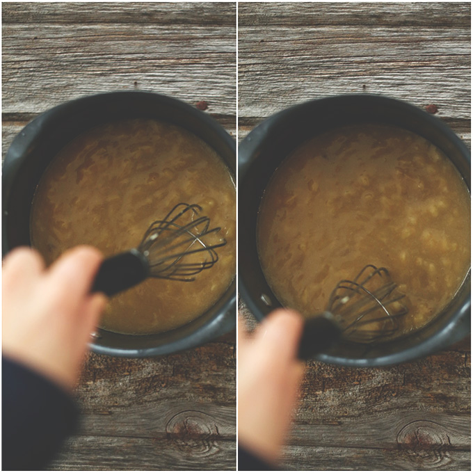 Whisking the wet ingredients for homemade Banana Bread Granola