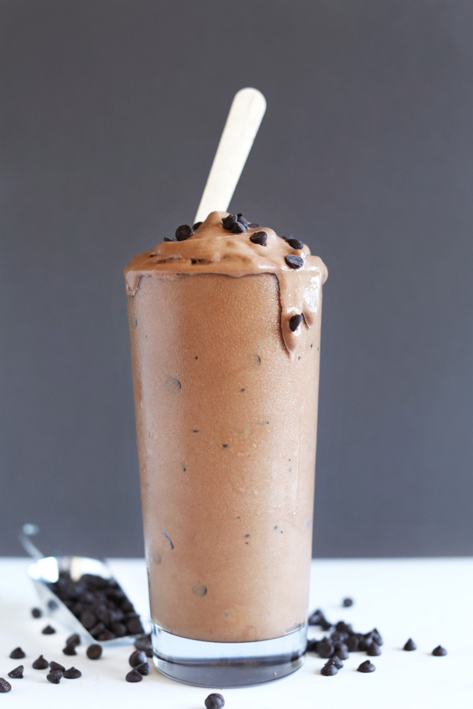 Glass of our vegan Chocolate Blizzard recipe