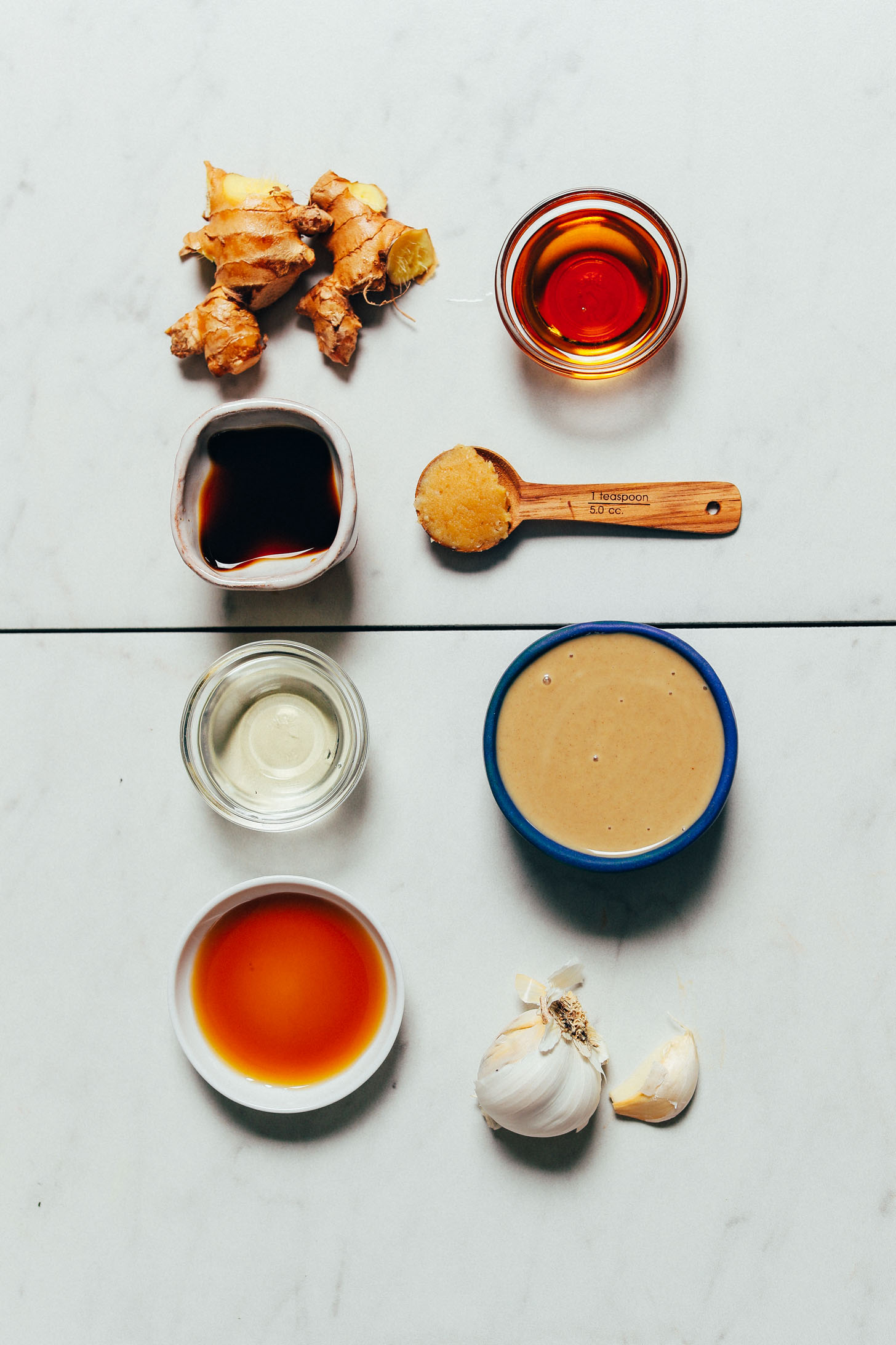 Ingredients for making our Ginger Garlic Miso Tahini Dressing recipe
