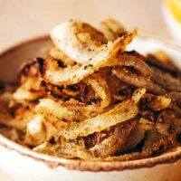 Bowl of crispy gluten-free fried onions