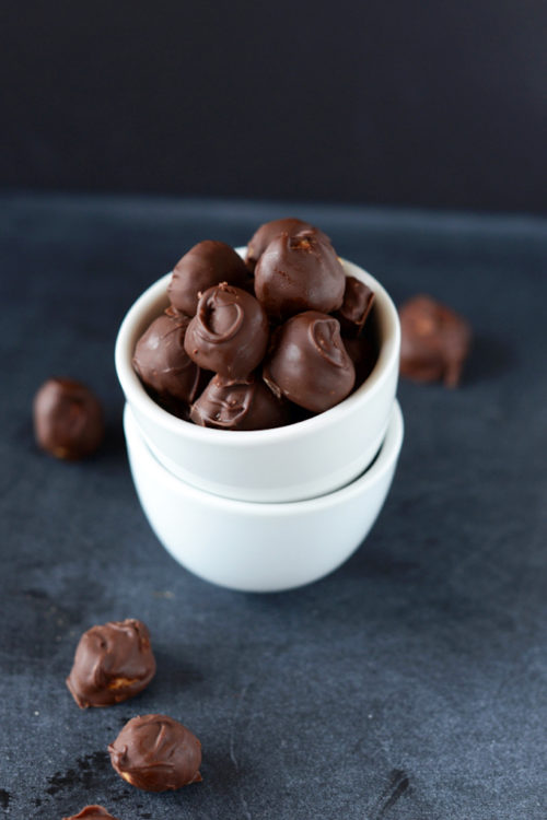Bowl of PB MMs for a gluten-free vegan dessert