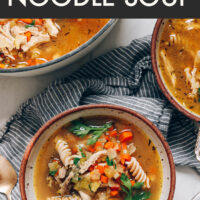 Bowl of easy 1-pot chicken noodle soup