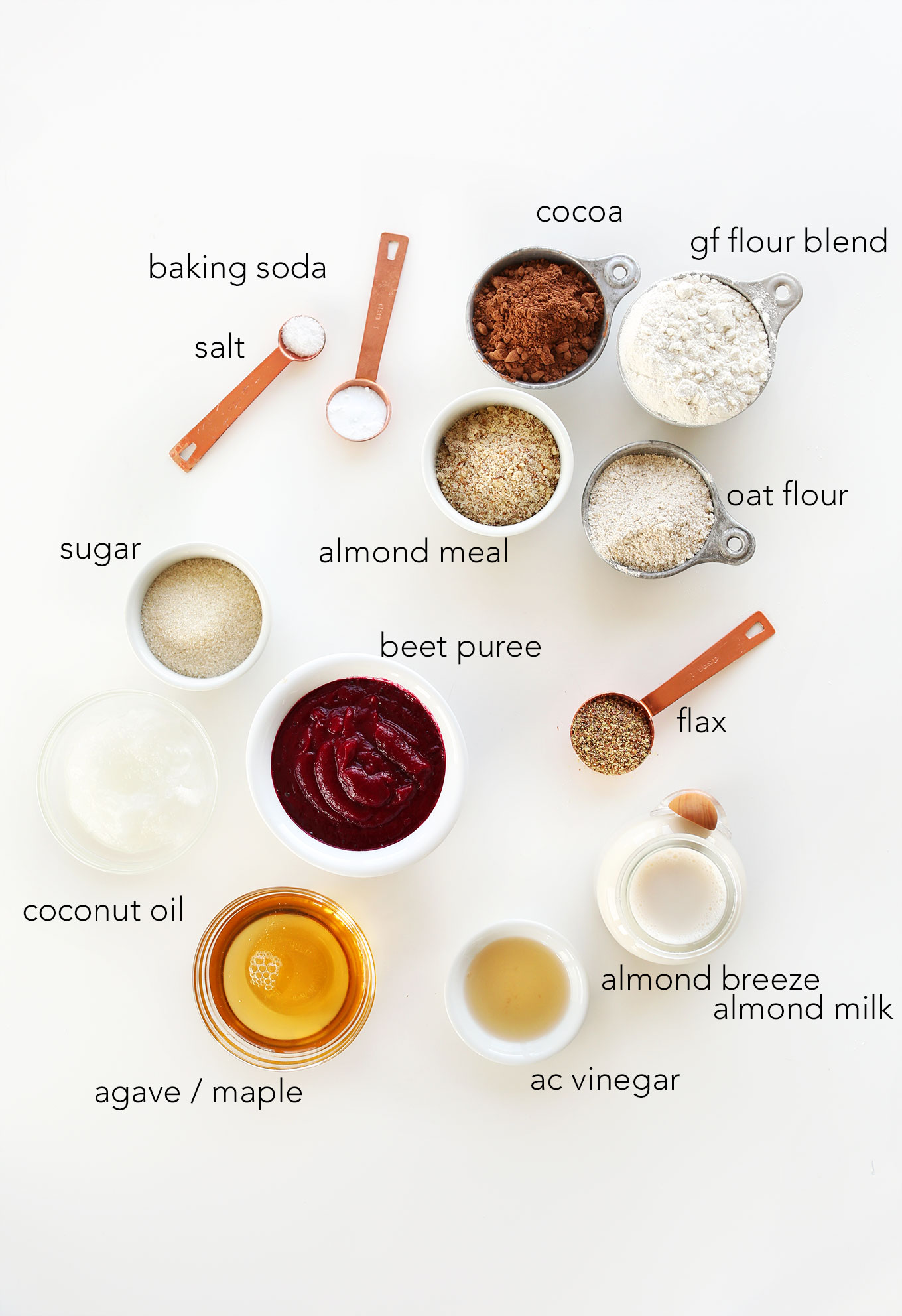 Ingredients for making our delicious Vegan Gluten-Free Chocolate Cupcakes recipe