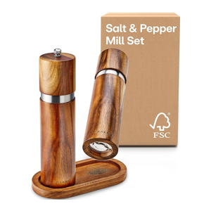 Our favorite wooden salt and pepper grinder